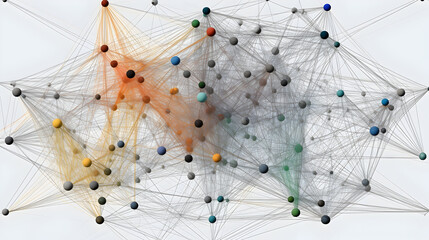 Abstract technology futuristic network
with colored nodes.
