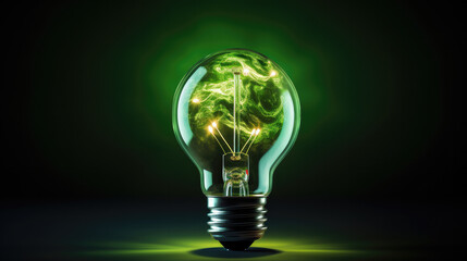 the light bulb that represents green energy for technology environmental friendly renewable energy or clean circular energy concept. sustainable energy.
