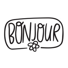 Bonjour. Word. French language. Good morning. Vector design on white background. © Igor
