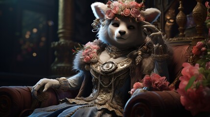 Fototapeta premium koala hateful noblewoman, digital art illustration, Generative AI