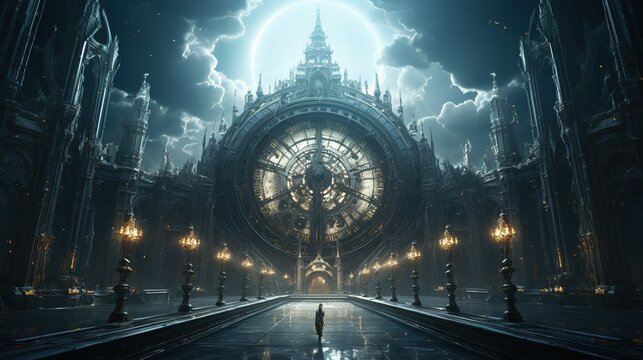 lost spires enigma, digital art illustration, Generative AI