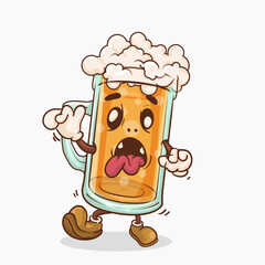 zombie beer concept, beer mascot with expression. vintage style beer mascot character vector illustration.