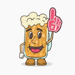 number one fans concept, beer mascot with expression. vintage style beer mascot character vector illustration.