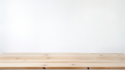 Clean and Simple, White Wooden Table on a White Wall Background