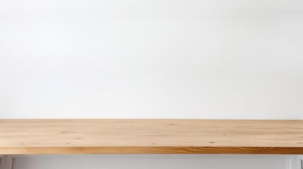 Clean and Simple, White Wooden Table on a White Wall Background