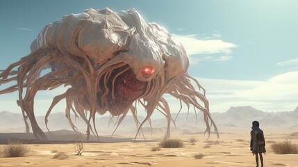 mysteries of the monster desert, digital art illustration, Generative AI - obrazy, fototapety, plakaty