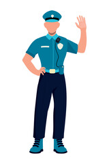 police standing waving hand