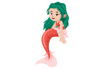 Cute Little Mermaid Character Illustration