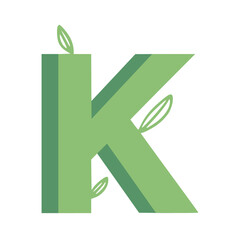 Obraz premium Alphabet Letter Font Green Leaf