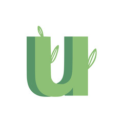 Alphabet Letter Font Green Leaf