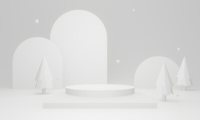 Fototapeta premium 3D white low polygon Christmas background.