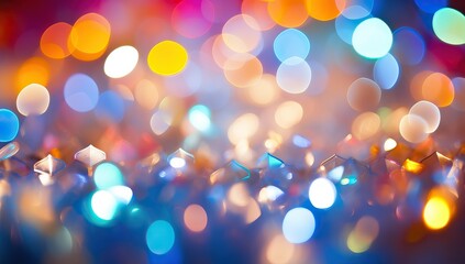 abstract christmas background with bokeh defocused lights and stars - obrazy, fototapety, plakaty