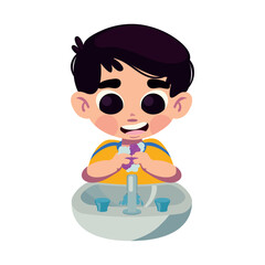 kid washing hands cartoon