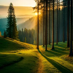 sunrise in the forest generated Ai