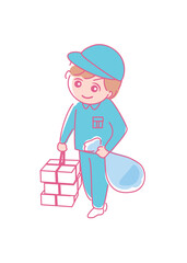 イラスト素材:大掃除_年末_清掃_仕事_清掃員