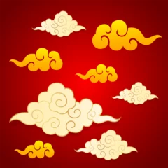 Gordijnen collection of cloud chinese vector. Pack of cloud design vector © Doharma
