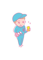 イラスト素材:大掃除_年末_清掃_仕事_清掃員