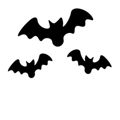 Halloween black bat flying silhouette isolated white bat simple icon vector cartoon illustration. Autumn, Halloween. Wild animal design element.