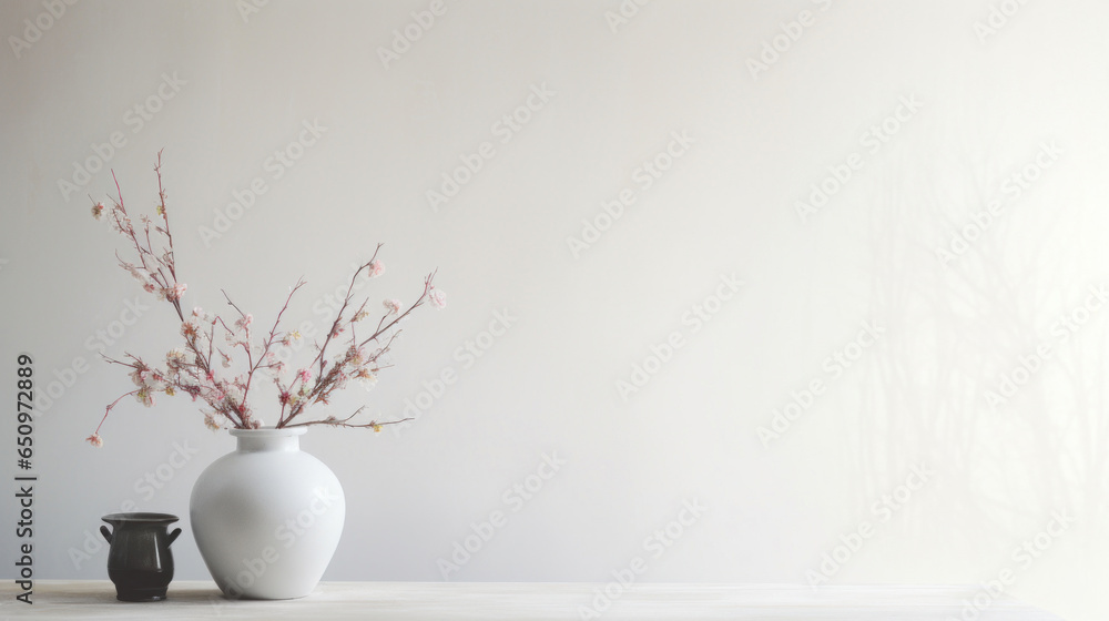 Poster empty white table blurred on soft light gently bokeh background