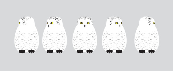 Snowy Owl Rotating Head Cartoon Vector Character