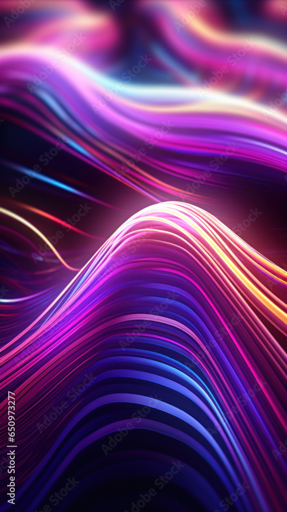 Poster abstract background with colorful glowing neon moving high speed line and wave and bokeh lights hori