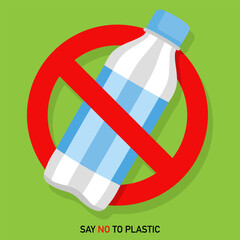 Say no to plastic, stop plastic pollution, Vector illumination 