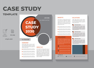 Business Case study Template, case study booklet with modern layout. Double side flyer template

