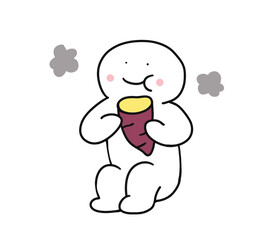 出来立て焼き芋を楽しむ　棒人間