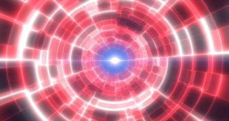 Red energy tunnel with glowing bright electric magic lines scientific futuristic hi-tech abstract background