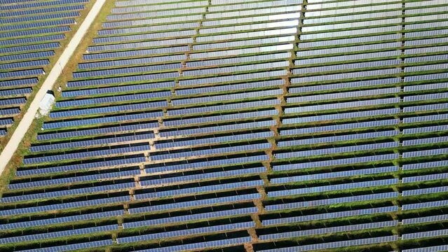 Froom above a solar field at Salvaterra de Magos,Portugal