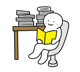 ゆったり本を読む　棒人間