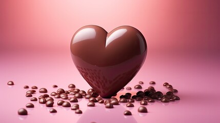 Soft-toned image highlighting a chocolate heart, radiating the warmth and affection of Saint Valentine's celebrations.