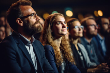 Tech-Packed Conference Engaged Audience at Innovation Keynote in Business Technology Summit. created with Generative AI
