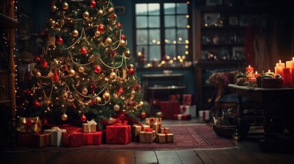 Christmas: Christmas is a festival widely celebrated across the world. People gather to exchange gifts, decorate trees, and enjoy festive food. - obrazy, fototapety, plakaty
