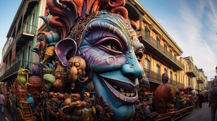 Fototapeta premium Mardi Gras (New Orleans United States): Mardi Gras, also known as Fat Tuesday, is a carnival-like celebration with parades, music and