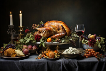 Thanksgiving Fülle: Ein reich gedeckter Tisch voller herbstlicher Gaumenfreuden und Gemeinschaft