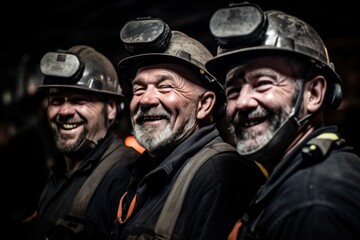 A group of hardworking miners wearing protective gear