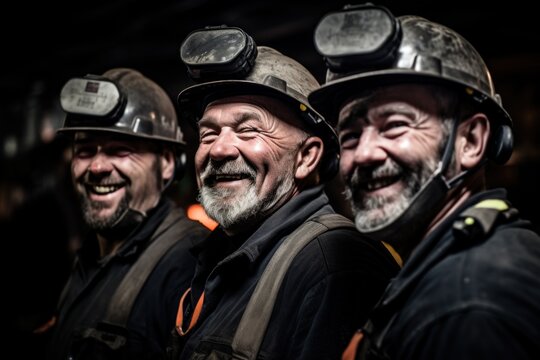 A group of hardworking miners wearing protective gear
