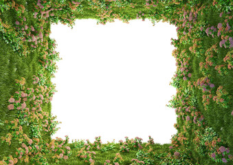 Multicolored flower garden tunnel on transparent background