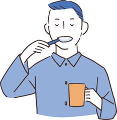 歯磨きをする男性