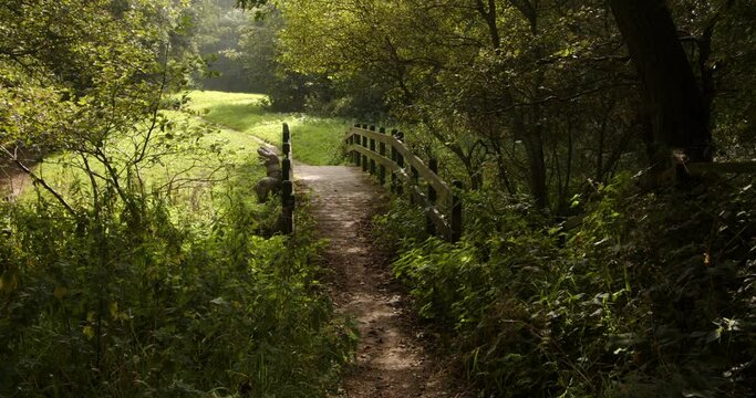 Shot of a bridge over scow brook next to the Ford at Carsington water dam