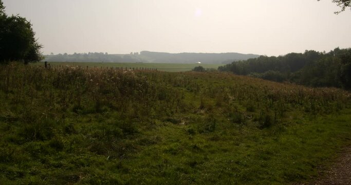 Extra Wide shot looking to Carsington water dam from the dam trail