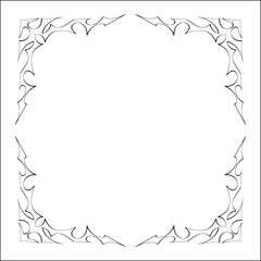 Elegant black and white ornamental frame, decorative border, corners for greeting cards, banners, business cards, invitations, menus. Isolated vector illustration.