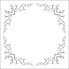 Elegant black and white ornamental frame, decorative border, corners for greeting cards, banners, business cards, invitations, menus. Isolated vector illustration.