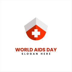 Obraz premium World AIDS day logo icon. Vector 1 December HIV and AIDS awareness or solidarity symbol or emblem badge on white background for banner or poster 