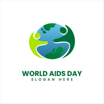 World AIDS day logo icon. Vector 1 December HIV and AIDS awareness or solidarity symbol or emblem badge on white background for banner or poster 