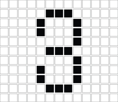 Illustration symbol of a numeric number with a pixel grid arrangement, 3