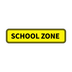 School Zone Sign In Yellow Rectangle Shape With Black Line For Information Area
