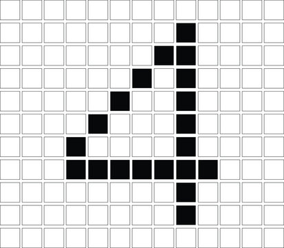 Illustration symbol of a numeric number with a pixel grid arrangement, 4