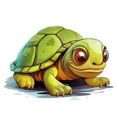 Cute Turtle in cartoon style on a white background